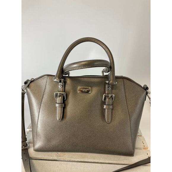 MICHAEL KORS, PUTER METALIC SAFFIANO LEATHER CROSSBODY BAG - Picture 3 of 16